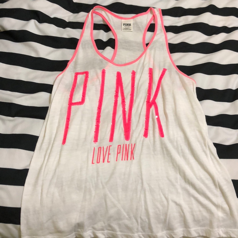 VS Pink Sequined Tank Top